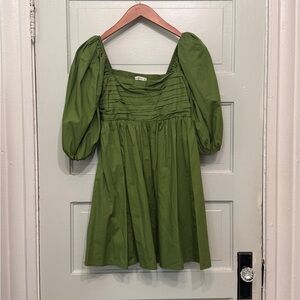 Abercrombie & Fitch Green Puff Sleeve Mini Dress